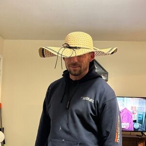 Straw Sun Hat with Black Trim